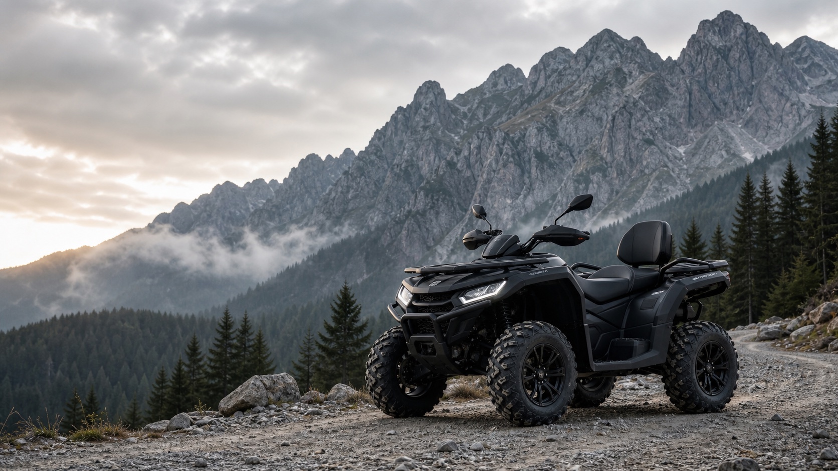 Tamni touring quad sa sjedištem za dvoje
